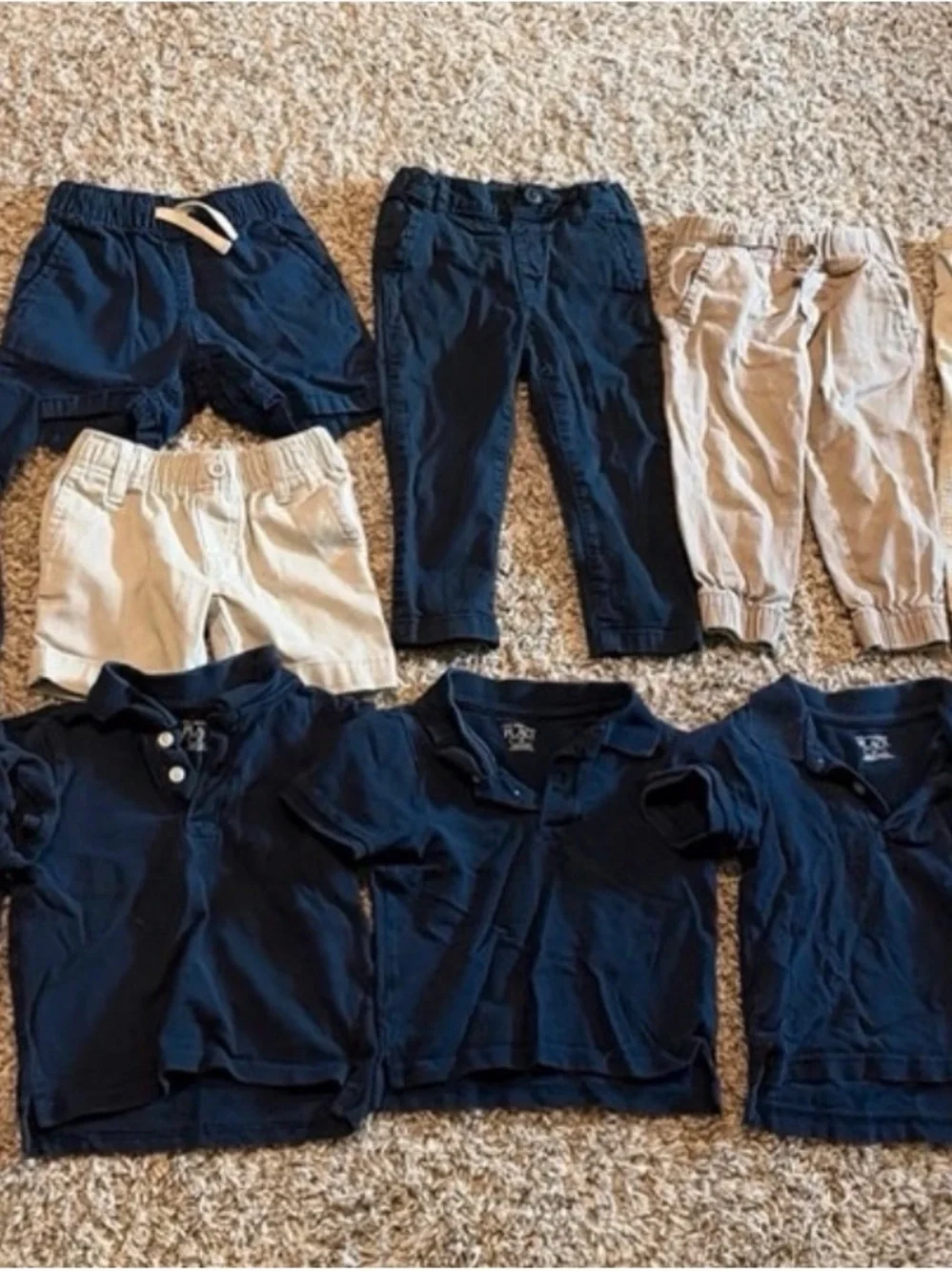 Polo by children’s place Navy & Khaki Kids Bottoms and Polo Tops Set